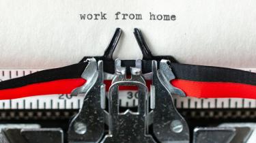 Work from home a typewritten message in portrait